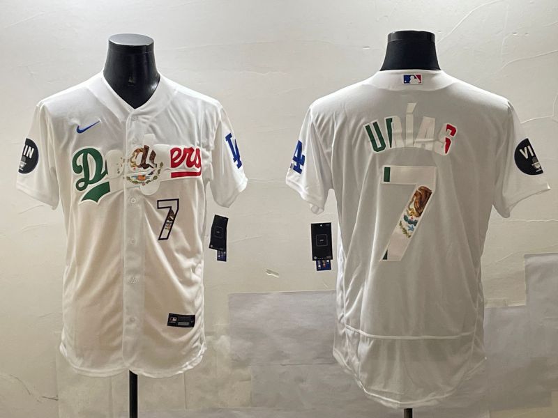 Men Los Angeles Dodgers #7 Urias White Mexico Elite 2025 Nike MLB Jersey style 9